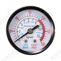 Bar Air Pressure Gauge 13mm 1/4 BSP Thread 0-180 PSI 0-12 Manometer Double Scale For Air Compressor Bar Air Pressure Gauge 13mm 1/4 BSP Thread 0-180 PSI 0-12 Manometer Double Scale For Air Compressor