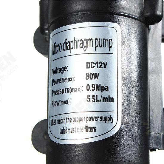 DC12V 80W 0142 Motor 5.5L/Min High Pressure Diaphragm Water Self Priming Pump