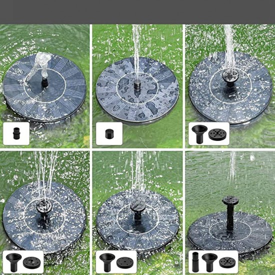 Solar Fountain Pump 1.4W 150L/H Circle Solar Power Water Floating Panel with 6 Attaches for Pond Fountain BirdBath Garden Decoration Water Cycling No Electricity Required