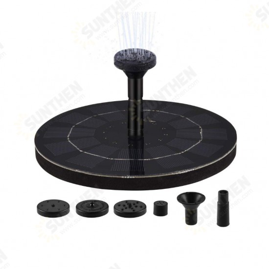 Solar Fountain Pump 1.4W 150L/H Circle Solar Power Water Floating Panel with 6 Attaches for Pond Fountain BirdBath Garden Decoration Water Cycling No Electricity Required