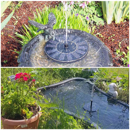 Solar Powered Floating Bird Bath Fountain Outdoor Pond Garden Patio Water Pump W/ 8 LED Light