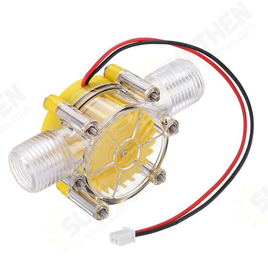 Yellow Translucent 12V/10W DC Water Flow Pump Generator Turbine Generator Water Flow Hydraulic DIY