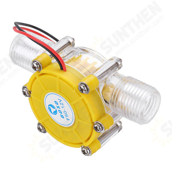 Yellow Translucent 12V/10W DC Water Flow Pump Generator Turbine Generator Water Flow Hydraulic DIY