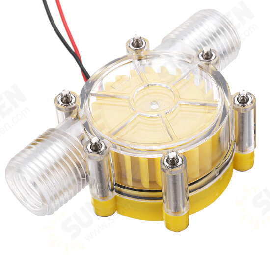 Yellow Translucent 12V/10W DC Water Flow Pump Generator Turbine Generator Water Flow Hydraulic DIY