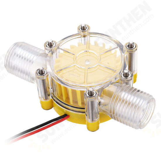 Yellow Translucent 12V/10W DC Water Flow Pump Generator Turbine Generator Water Flow Hydraulic DIY