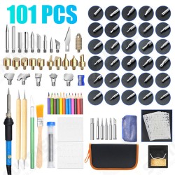101pcs 60W Wood Burning Pen Tool Soldering Stencil Iron Craft Set Pyrography Kit 101pcs 60W Wood Burning Pen Tool Soldering Stencil Iron Craft Set Pyrography Kit