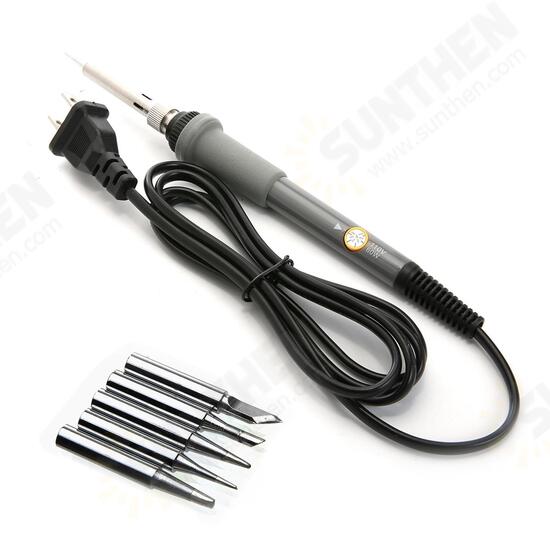 110V Adjustable Electric Temperature Welding Solder Iron Tool Solder with 5Pcs Tips