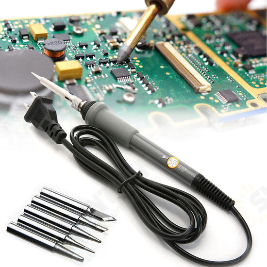 110V Adjustable Electric Temperature Welding Solder Iron Tool Solder with 5Pcs Tips