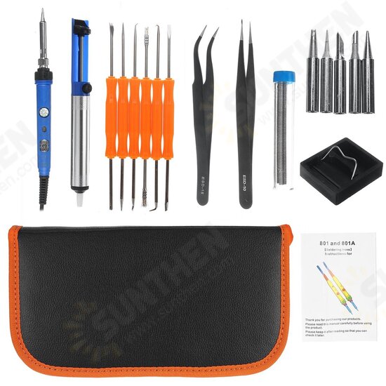 17PCS Electric Soldering Iron Tool Kit 60W Control Welding Station Tip Case