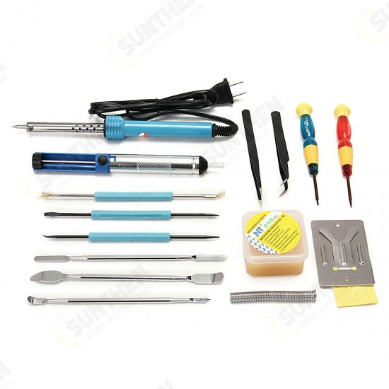 17in1 Electric Soldering Tools Kit Set Iron Stand Desoldering Pump 30W 110V