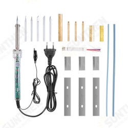 19Pcs 220V Adjustable Solder Iron 60W All Copper Extrusion Head with Hot Strip LCD Line Maintenance Tools EU Plug