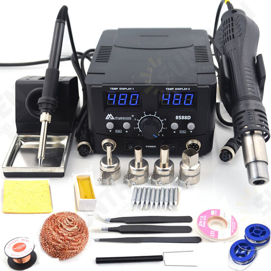 2 in 1 800W LED Digital Soldering Station Hot Air Heater Rework Station Electric Soldering Iron for Phone PCB IC SMD BGA Welding