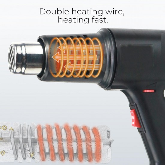 2000W 2 Speed Electric Heat Air Hot Air Machine 50-550℃ Adjustable Hot Air Blower
