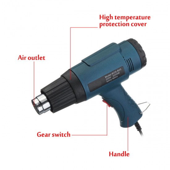 2000W 220V Industrial Adjustable Temperature Hot Air Blower Rework Station with 2Pcs Nozzles