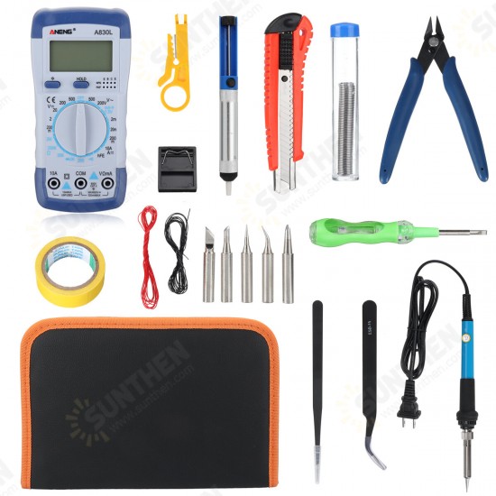 21Pcs 60W 220V/110V Multimeter Kit Adjustable Temperature Electric Soldering Iron Set 21Pcs 60W 220V/110V Multimeter Kit Adjustable Temperature Electric Soldering Iron Set