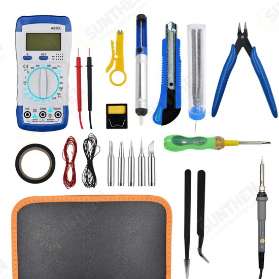 21Pcs 60W Electronic Solder Iron Kit Welding Irons Solder Adjustable Temperature