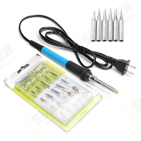 220V 60W Wood Burning Pen & 34 Assorted Tips Set Soldering Iron Tips Set Tool Adjustable Temperature