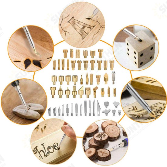 28PCS Durable Stencil Carving Art Pen Brass Tips Soldering Iron Tools Set Pyrography Kit Wood Burning Marking