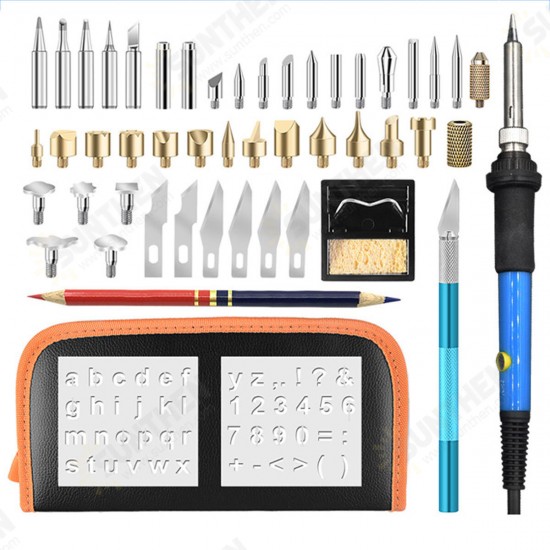 52Pcs 110V 220V 60W Wood Burning Pen Set Stencil Soldering Tips Tools Pyrography Kit 52Pcs 110V 220V 60W Wood Burning Pen Set Stencil Soldering Tips Tools Pyrography Kit