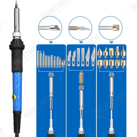 52Pcs 110V 220V 60W Wood Burning Pen Set Stencil Soldering Tips Tools Pyrography Kit