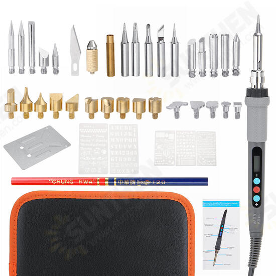 52Pcs Digital Engraving Soldering Iron Tools Set Constant Temperature Electric Soldering Iron set Soldering Stencil Iron Craft Pyrography Kit