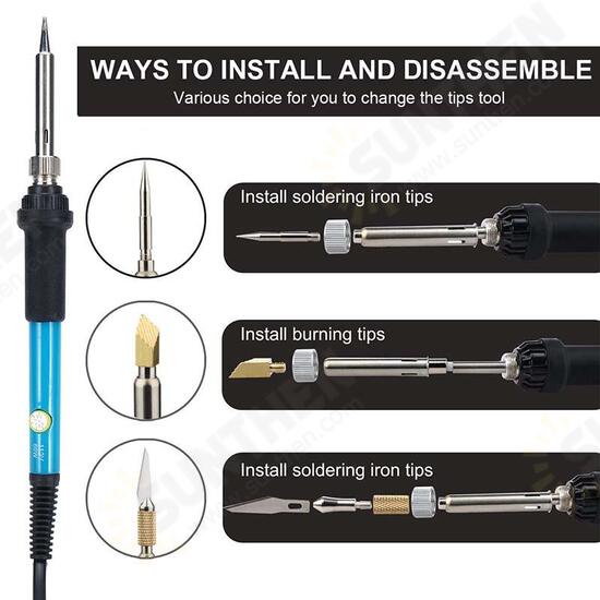 71Pcs 60W Adjustable Temperature Electric Soldering Pyrography Iron Set Welding Solder Station Heat Pencil Repair Tools Kit Woodwork