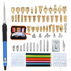 71Pcs 60W Adjustable Temperature Electric Soldering Pyrography Iron Set Welding Solder Station Heat Pencil Repair Tools Kit Woodwork