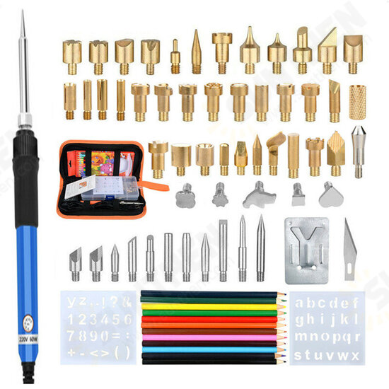 71Pcs 60W Adjustable Temperature Electric Soldering Pyrography Iron Set Welding Solder Station Heat Pencil Repair Tools Kit Woodwork