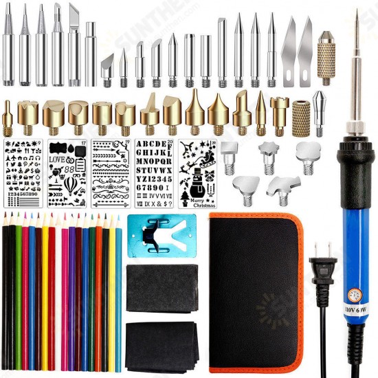 71Pcs 60W Pen Pyrography Solder Iron Tool Kit Set Adjustable Wood Burning Carving Embossing Tool