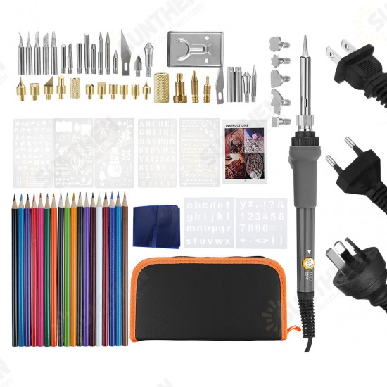 71pcs/Set Wood Burning Pen Tool Soldering Stencil Iron Craft Pyrography Kit 60W