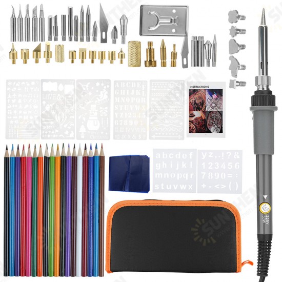 71pcs/Set Wood Burning Pen Tool Soldering Stencil Iron Craft Pyrography Kit 60W 71pcs/Set Wood Burning Pen Tool Soldering Stencil Iron Craft Pyrography Kit 60W