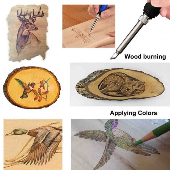 72pcs Wood Burning Pen Set Tips Stencil Soldering Tools Pyrography Crafts Kit Soldering Iron Kit