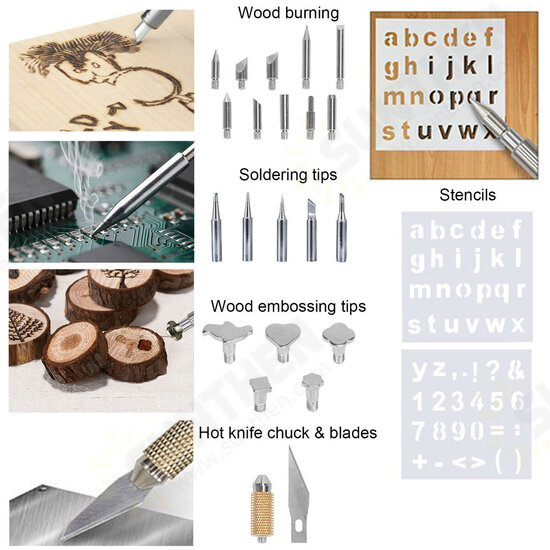 72pcs Wood Burning Pen Set Tips Stencil Soldering Tools Pyrography Crafts Kit Soldering Iron Kit