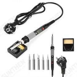 908S 80W LCD Electric Soldering Iron Adjustable Temperature Solder Iron with 5Pcs Solder Tips & Stand