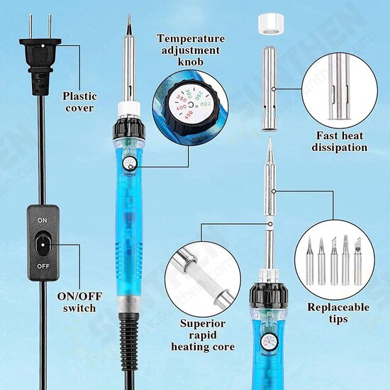 DIY 99Pcs Wood Burning Kit Engraving Tool with Switch Thermostat Soldering Iron Pen Kit