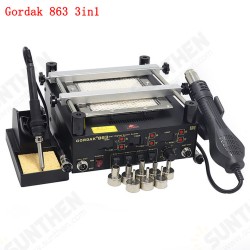863 3 in 1 BGA Rework Solder Hot Air Solder Station Electric Soldering iron IR Infrared Preheating Station