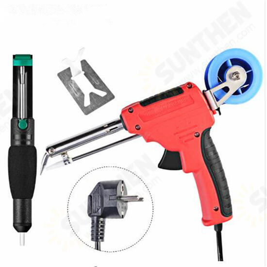 220V 60W EU Electric Tin Soldering Iron Automatic Send Tin Device Rework Station Desoldering Pump Solder Wire Welding Tool EU Plug