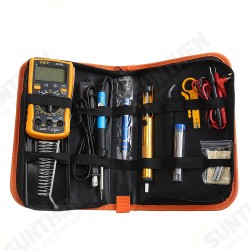 220V 60W Temperature Electric Solder Iron Multimeter Tools Kit with 8 in1 Screwderiver Wire Cutter Desoldeirng Pump