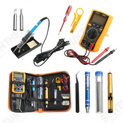220V 60W Temperature Electric Solder Iron Multimeter Tools Kit with 8 in1 Screwderiver Wire Cutter Desoldeirng Pump
