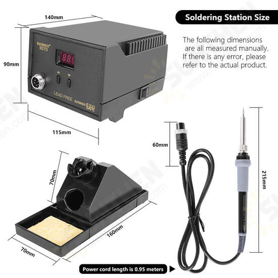 220V 65W Digital Soldering Station BGA Rework Solder Station with Soldering Iron Soldering Stand 5 Tips Soldering Tool