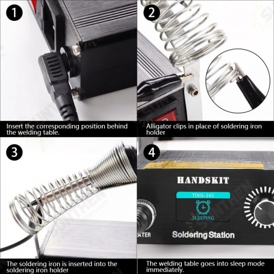 STC Soldering Station 100-500℃ Degree OLED Display 4Pin Temperature Controll With Soldering Wire Iron Tips Welding Tools