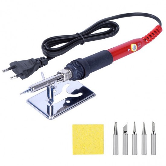 908 60W Soldering Iron Tool Kit Adjustable Temperature Household Welding Rework Tool Kit with 5Pcs Tips