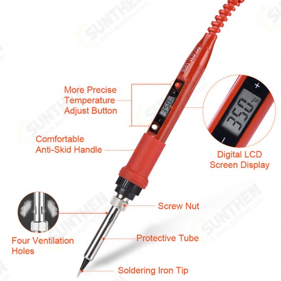 JCD 908S 220V 80W LCD Electric Welding Soldering Iron Adjustable Temperature Solder Iron With Soldering Iron Tips