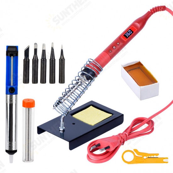 908U 100W Soldering Iron Tool Kit 220V/110V Adjustable Temperature LCD Soldeing Station Welding Repair Tools wiht Soldering Holder Sucker