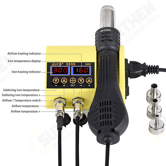 WM-8898 2 in 1 750W Soldering Station 80W 110V/220V Digital Electric Soldering Iron Adjustable Kit with Hot Air Gun