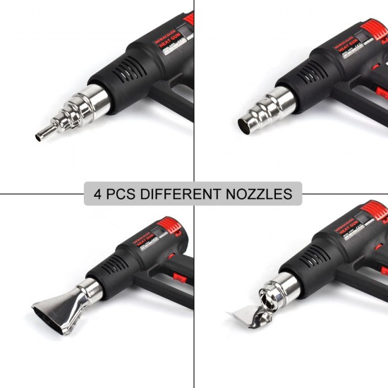 1500W Electric Hot Air Heater Thermoregulator LCD Display Heater Plastic Torch Power Tool with 4Pcs Nozzles EU/US Plug