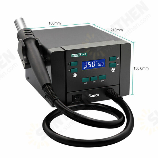 QUICK K8 1000W LCD Display Hot Air Gun Soldering Station with Air Nozzles for SMD SMT BGA Welding Repair Tool