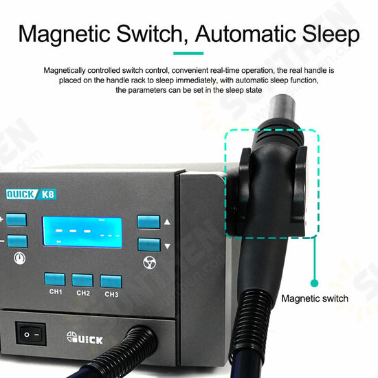 QUICK K8 1000W LCD Display Hot Air Gun Soldering Station with Air Nozzles for SMD SMT BGA Welding Repair Tool QUICK K8 1000W LCD Display Hot Air Gun Soldering Station with Air Nozzles for SMD SMT BGA Welding Repair Tool
