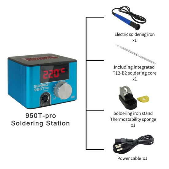 950TPro Electric Soldering Iron 75W Adjustable Temperature Soldering Station T12 Tips LED Display 110V 220V Welding Solder Tools