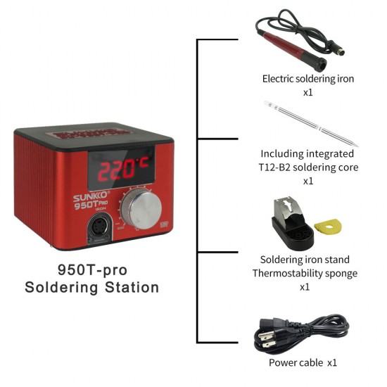 950TPro Electric Soldering Iron 75W Adjustable Temperature Soldering Station T12 Tips LED Display 110V 220V Welding Solder Tools